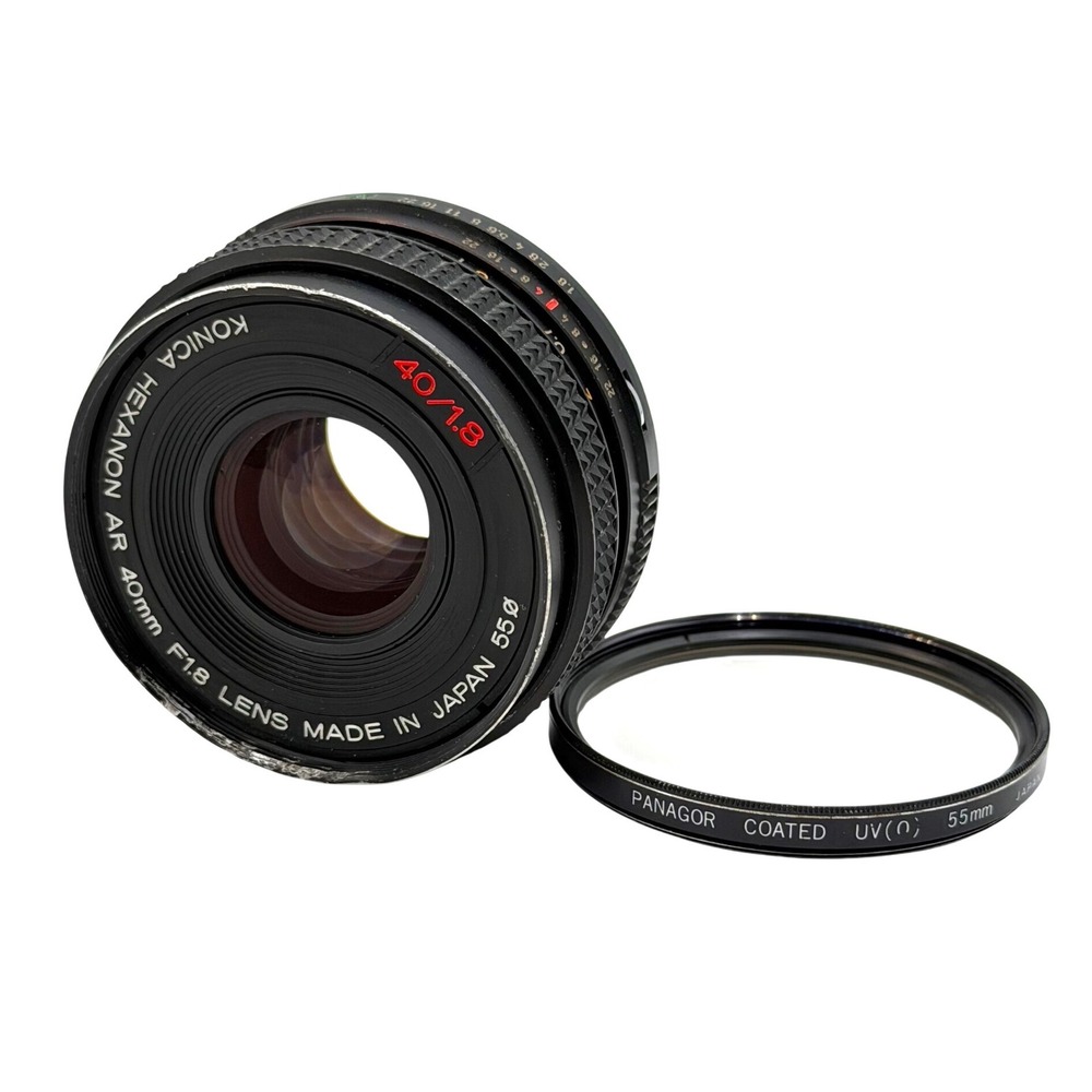 Konica Hexanon AR 40mm f1.8 Pancake Lens Prime with Panagor 55mm UV Filter